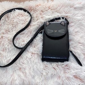 Black cat crossbody purse